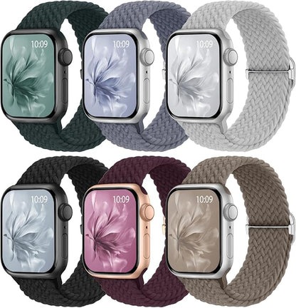 6 Pack Braided Stretchy Bands Compatible by KnossenWatchBand