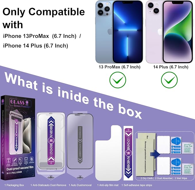2 Pack Matte Screen Protector for iPhone 13 Pro Max/iPhone 14 Plus, 9H Tempered - Image 7