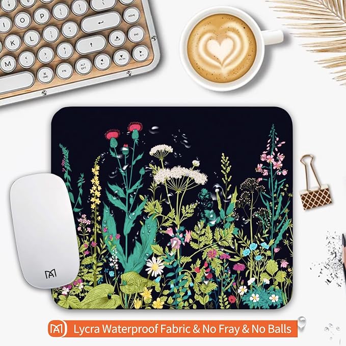 Square Mouse Pad Midnight Flowers, Personalized Premium-Textured Custom Mouse - Image 3