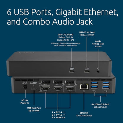 Kensington SD4790P USB-C Quad 4K Displaylink Docking Station, 100W Charging - Image 3