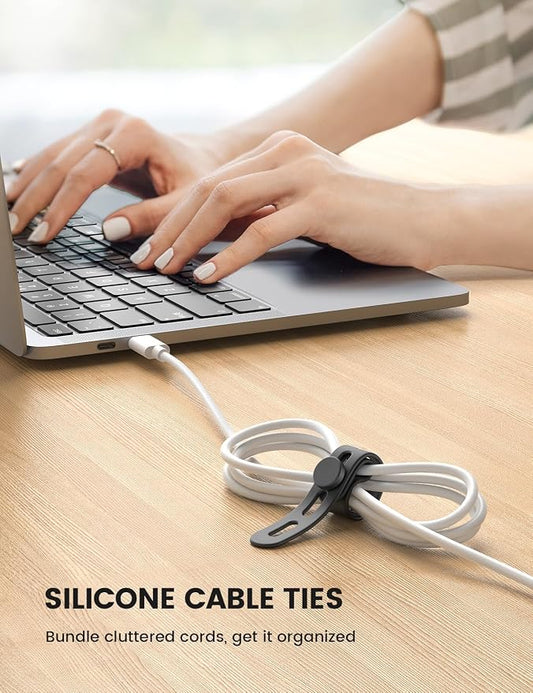 Lamicall 20Pack Silicone Cable Ties, Office Desk Organizer Accessories - Image 2