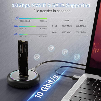 M.2 NVMe & SATA to USB C Docking Station, M.2 SSD to USB A C Reader Adapter - Image 4