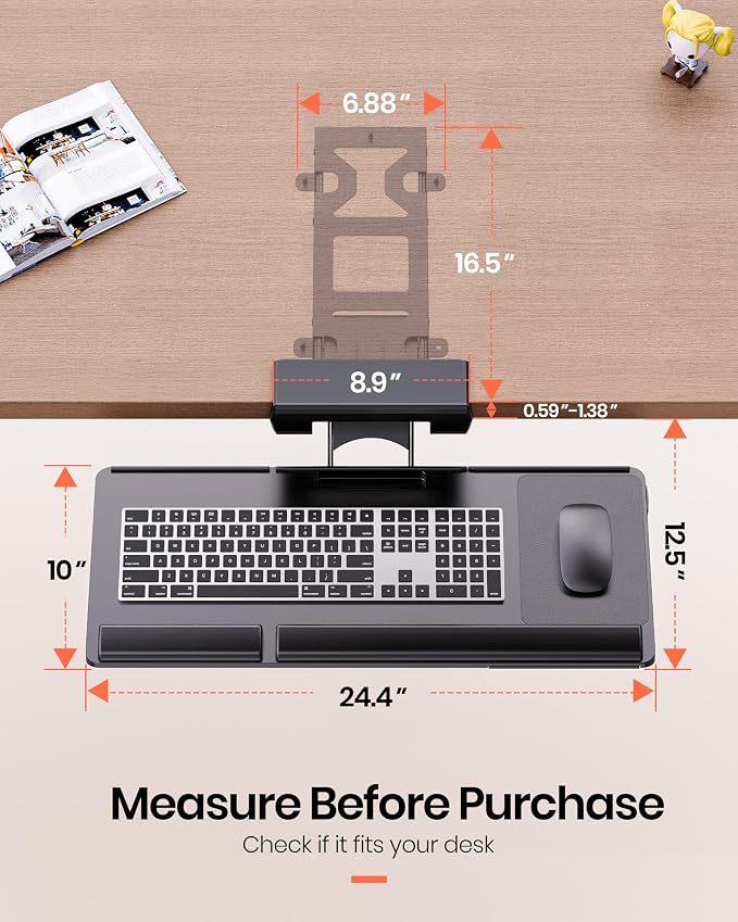 Klearlook Upgraded Ergonomic Keyboard Tray Under Desk, Adjustable Sliding - Image 9