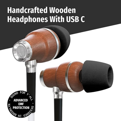 Symphonized Premium Wooden Airtube Headphones EMF Earbuds, 3D Sound, Microphone - Image 2