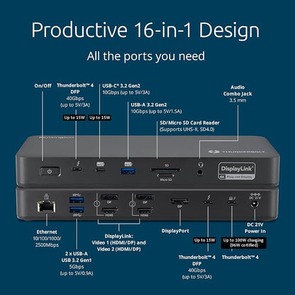 Kensington SD5910T DisplayLink Docking Station Thunderbolt 4, Quad 4K - Image 3