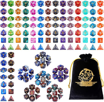 DND Dice Set, 20 X 7 Polyhedral Dice Two-Color by Surhugvy