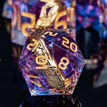 Magic Golden Ring DND Dice Set Sharp Edge Red Resin Dice - Image 3