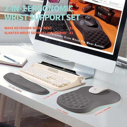 2-in-1 Ergonomic Set, Wave Rise Keyboard Wrist Rest and Massage Bulge Slope - Image 5
