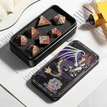 Metal Dice Set DND, DNDND 7 PCS Metallic Flowers D&D Dice - Image 6