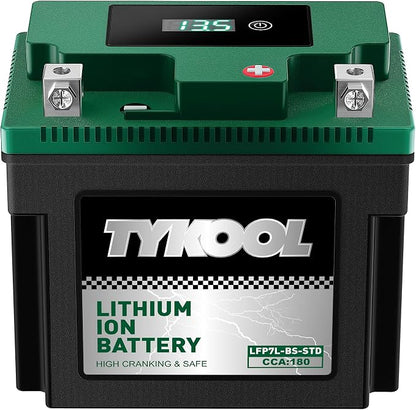 YTX7L-BS-STD 2X Cranking Amps, Lithium Iron Phosphate Motorcycle Battery by TYKOOL