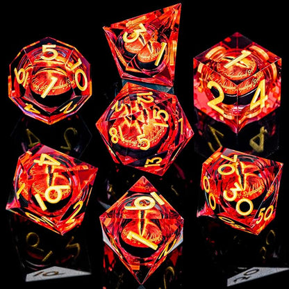 ARUOHHA DND Resin Dice Gazes Eye Dice Liquid Core Flaming RPG Sharp Edged Dice - Image 2