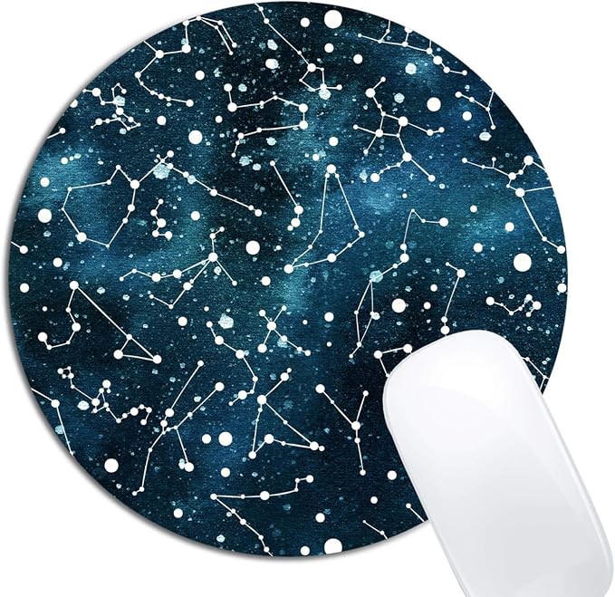 Cool Blue Galaxy Night Sky Pattern Mouse Pad Round Non-Slip Rubber Mousepad by XDMY