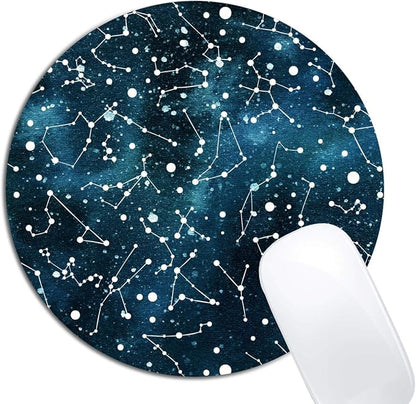 Cool Blue Galaxy Night Sky Pattern Mouse Pad Round Non-Slip Rubber Mousepad by XDMY