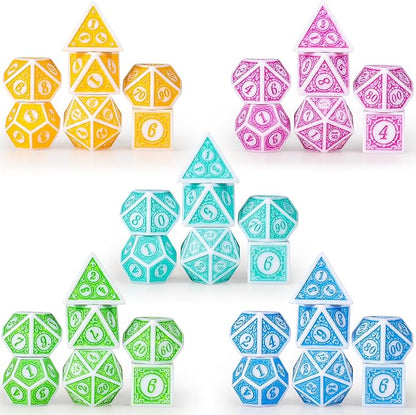 CiaraQ DND Dice with 5 Pouches, 5 Sets of Retro Polyhedral Dice - Image 8