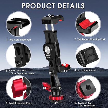 Manbily Phone Tripod Mount, Metal Smartphone Mount Adapter Camera Hot Shoe Mount - Image 3