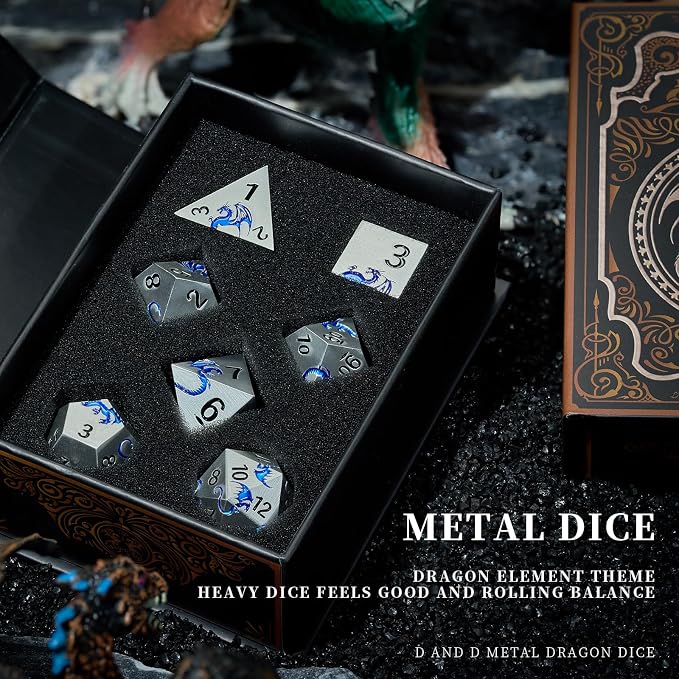 Metal DND Dice, HNCCESG Dragon Metallic D&D Dice Set 7 PCS - Image 5