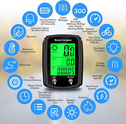 Bike Computer and Bicycle Odometer Wired MPH KM/H Bike Speedometer - Image 2