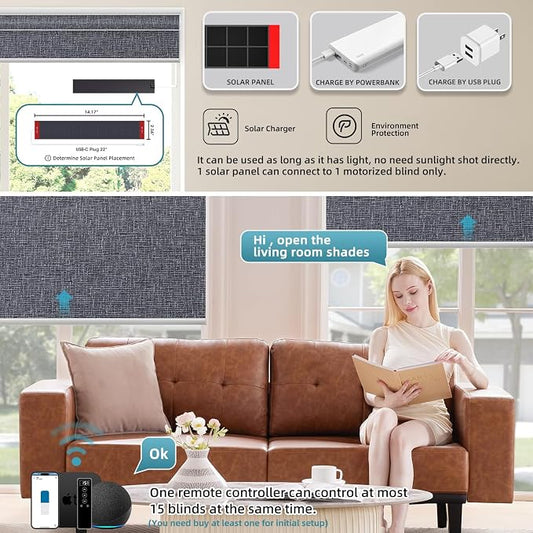 SmartWings Motorized 100% Blackout Shades Blinds, Custom Size, Cordless Window - Image 2
