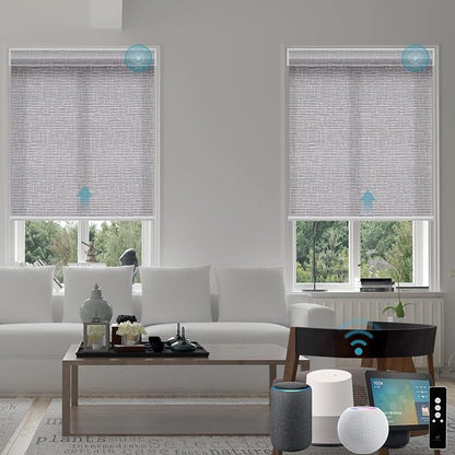 SmartWings 70% Light Filtering Motorized Roller Shades Work by SmartWings