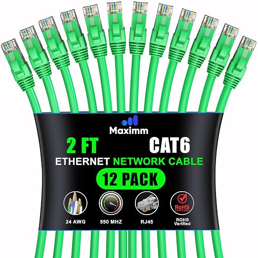 Maximm Cat 6 Ethernet Cable - 2 ft - High-Speed LAN by MaximmCable