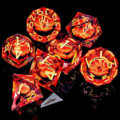 ARUOHHA DND Resin Dice Gazes Eye Dice Liquid Core Flaming RPG Sharp Edged Dice - Image 6