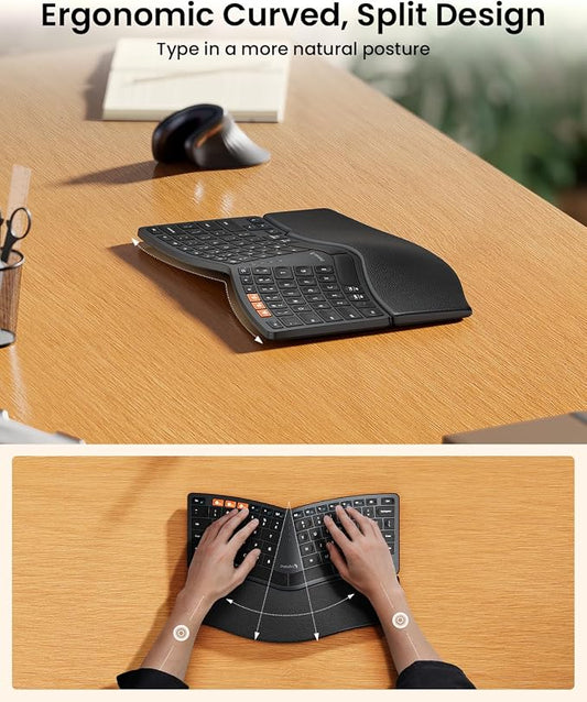 ProtoArc Bluetooth Ergonomic Keyboard, EK04 Mini Compact Wireless Ergo Keyboard - Image 2