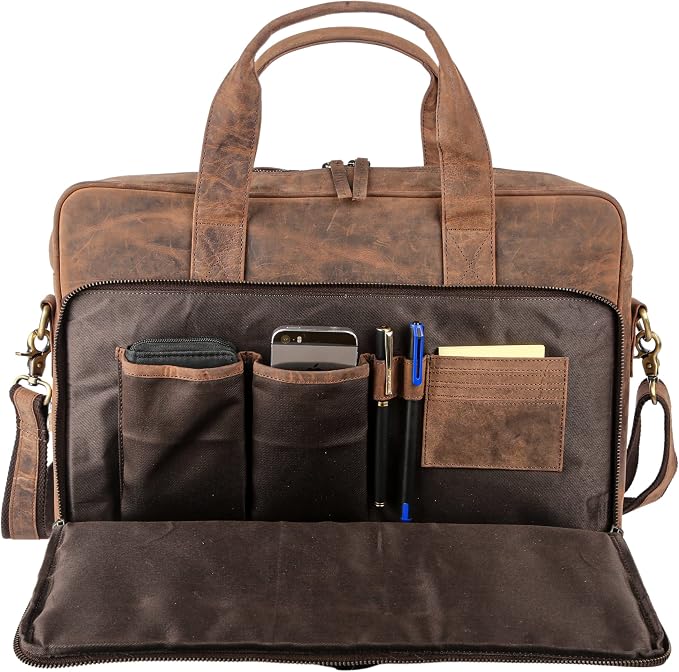 Leather briefcases Laptop Messenger Bags Best Office School College Satchel Bag - Image 3