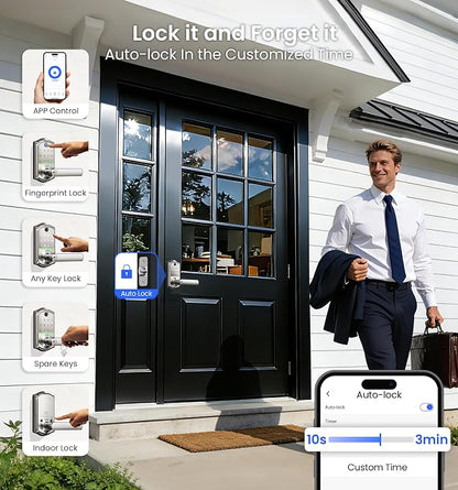 Veise VE019 Fingerprint Smart Lever Lock, App Control, Keyless Entry Door Lock - Image 7
