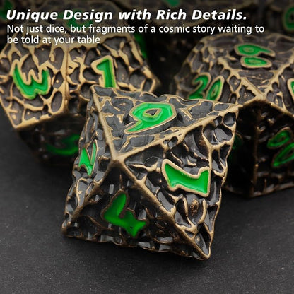 PJOY Metal Dice Set D&D for Dungeons and Dragons Green Metal Druid DND Dice - Image 4