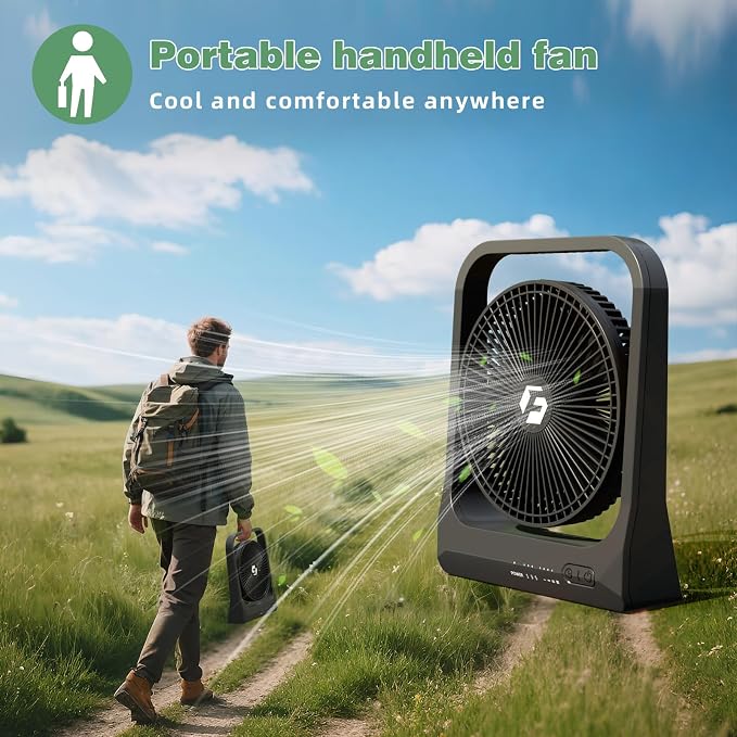 8-inch USB Portable Fan - 20800mAh Rechargeable Battery Operated Fan - Personal - Image 6