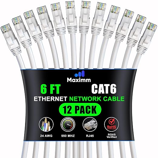 Maximm Cat 6 Ethernet Cable 6 Ft, Cat6 Cable, LAN Cable, Internet Cable by MaximmCable