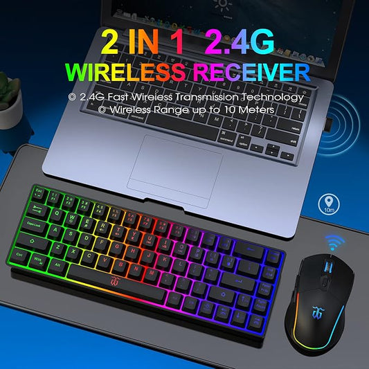 Snpurdiri 60% Wireless Gaming Keyboard and Mouse Combo, LED Backlit - Image 2