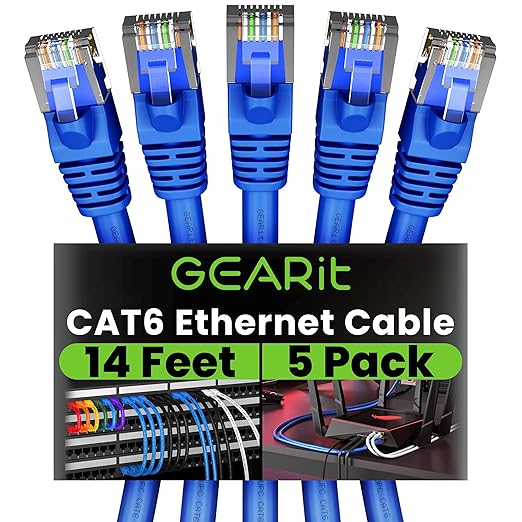 GEARit Cat 6 Ethernet Patch Cable 14 ft Blue by GEARit