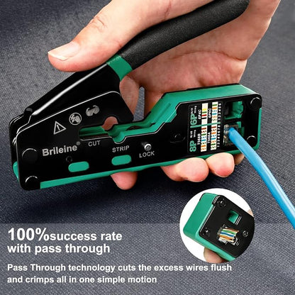 RJ45 Crimp Tool Pass Through Kit Ethernet Crimper Cat5 Cat5e Cat6 Crimping Tool - Image 4