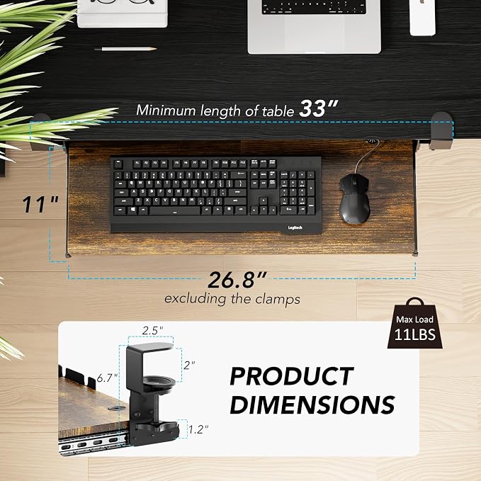 AX WABER Keyboard Tray Under Desk Pull Out - Image 7