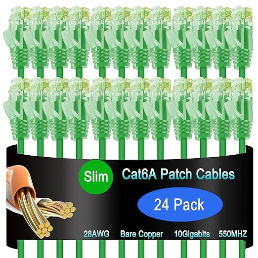 Cat6a Slim Ethernet Patch Cable 1 ft, Cat6a Patch Cable by Lysymixs