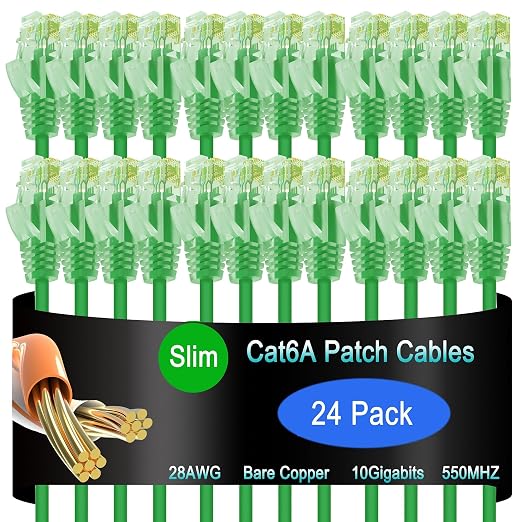 Cat6a Slim Ethernet Patch Cable 5 ft, Cat6a Patch Cable by Lysymixs