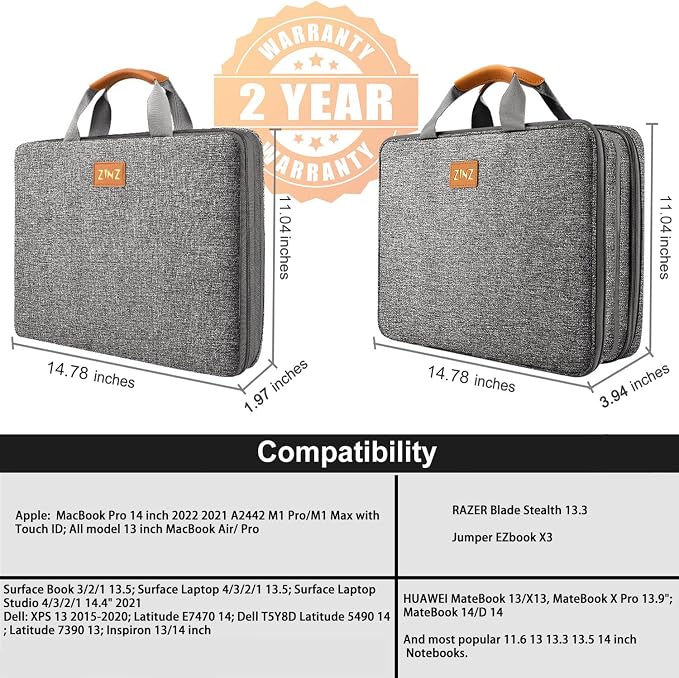 ZINZ Slim Expandable 13 13.3 13.6 14 Laptop Case Sleeve Compatible - Image 2