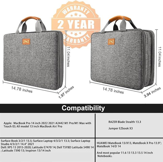 ZINZ Slim Expandable 13 13.3 13.6 14 Laptop Case Sleeve Compatible - Image 2