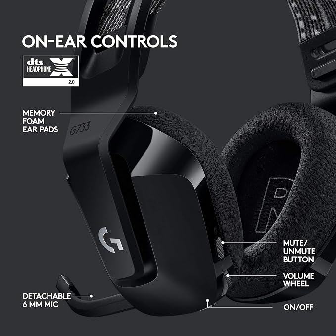 Logitech G733 Lightspeed Wireless Gaming Headset + Litra Beam LX Premium - Image 2