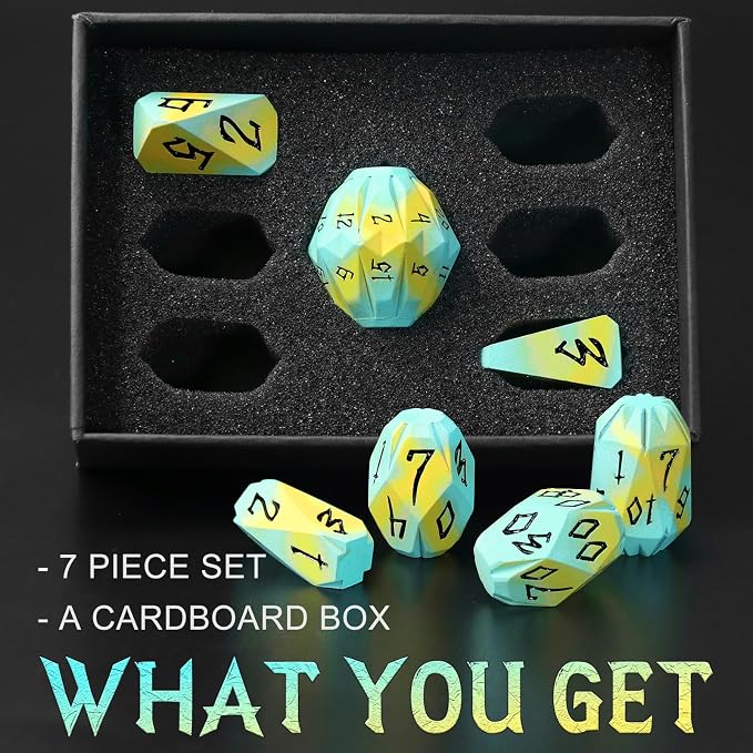 Metal DND Dice Set, Dungeons and Dragons DND Dice of 7 RPG Dice Set Metal - Image 4