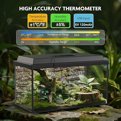 PAIZOO Reptile Thermometer Hygrometer, LED Rechargeable Reptile Tank - Image 5