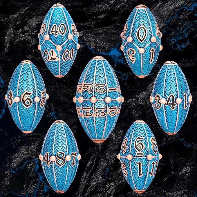 ARUOHHA DND Metal Dice Copper Blue Dragon Egg Dice - Image 2