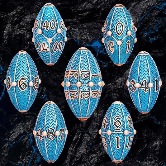 ARUOHHA DND Metal Dice Copper Blue Dragon Egg Dice - Image 2