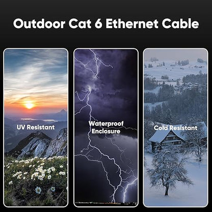 Cat 6 Outdoor Ethernet Cable 175 ft, 24AWG 10Gbps Cat6 Cable Cord Waterproof - Image 2