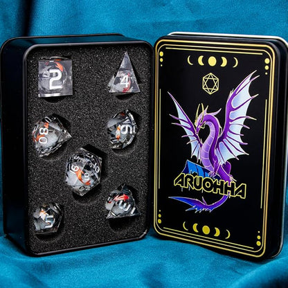 ARUOHHA DND Dice Set Liquid Core Koi Fish Sharp Edged Dragons Dice Compatible - Image 7