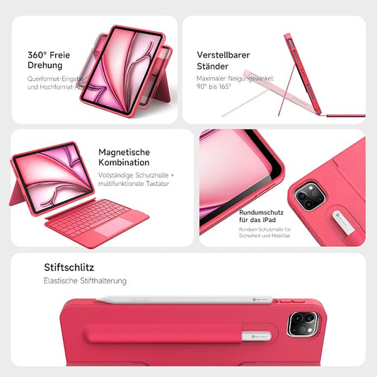 HOU Rotatable Keyboard Case for iPad Air 11, Magnetic Detachable Case - Image 2