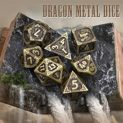 PJOY D&D Dice Set Dragon Metal DND Dice Set Antique Bronze - Image 3