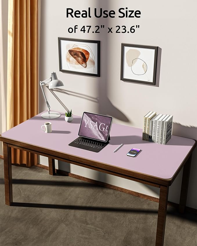 YSAGi Leather Desk Pad Protector, Office Desk Mat, Large Mouse Pad, Non-Slip PU - Image 3