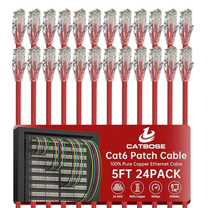 5 Feet Cat6 Patch Cables, Solid Pure Copper Patch Cord, Cat 6 Ethernet Cable by CatBose